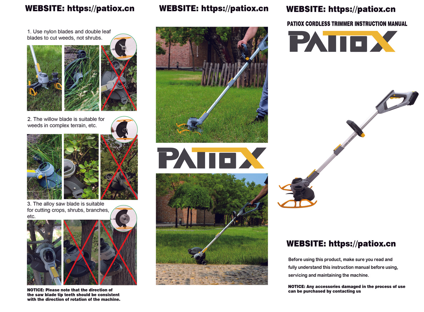 PATIOX Weed Wacker Cordless, Electric Weed Trimmer Rechargeable 3 in 1, One 2.5 Ah Battery Powered Weed Whacker Cordless 21V Grass Edger Trimmer with Blade and Charger (One Battery 2.5Ah)