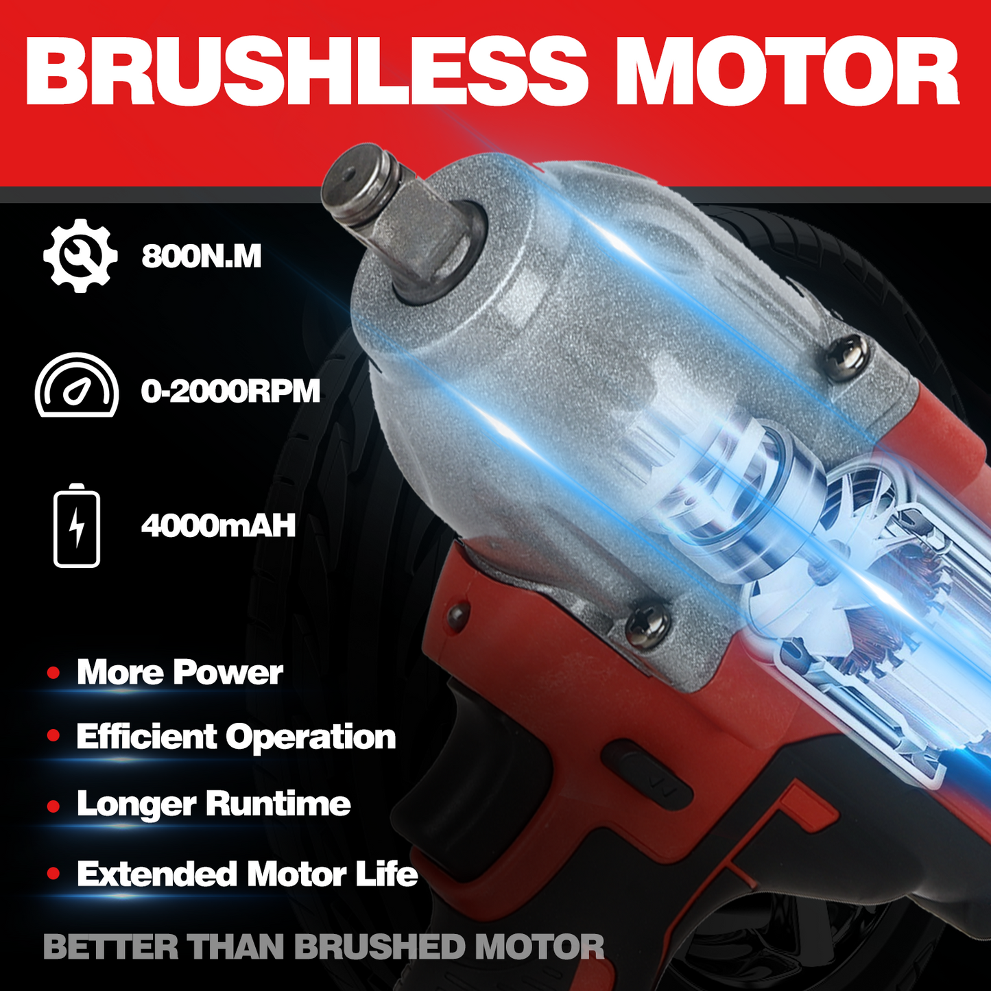 PATIOX Power Impact Wrench High Torque 1/2" Electric Impact Gun,Impact Wrench Max Torque 600 ft lbs, Cordless, Impact wrenchs Kit with 4.0A Battery,Fast Charger LED Light