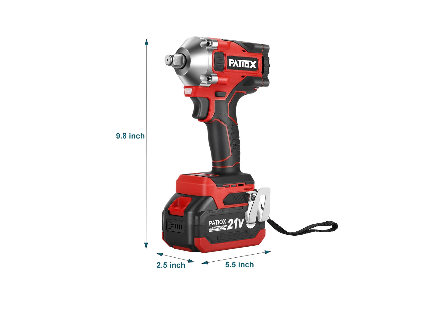 PATIOX Power Impact Wrench High Torque 1/2" Electric Impact Gun,Impact Wrench Max Torque 410 ft lbs, Cordless, Impact wrenchs Kit with 4.0A Battery,Fast Charger LED Light