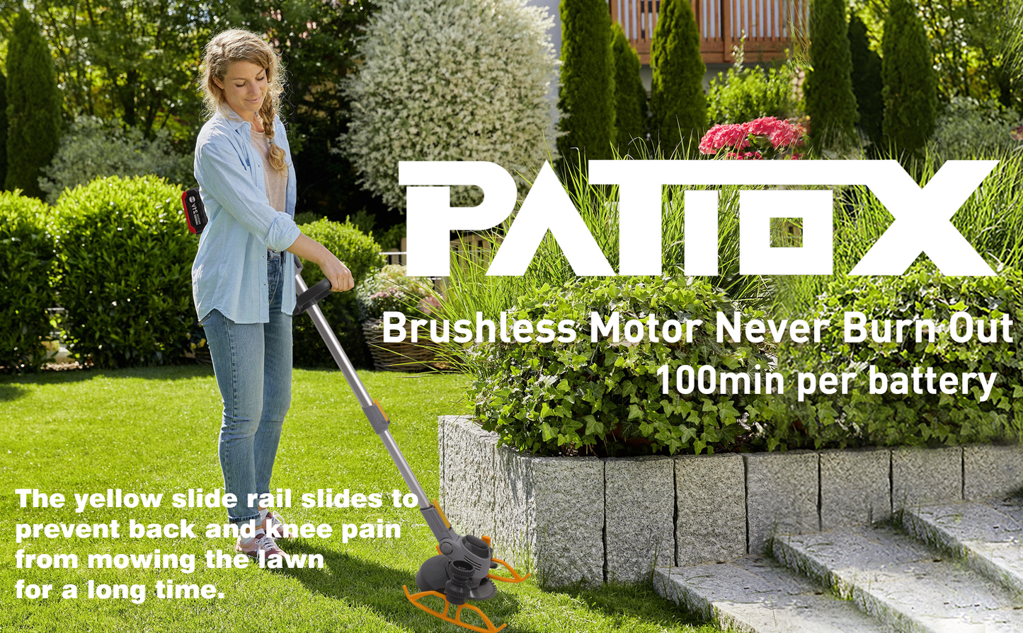 PATIOX Electric Weed Wacker Battery Powered Hand Hold String Trimmer with Blade 4.0 Ah One Battery