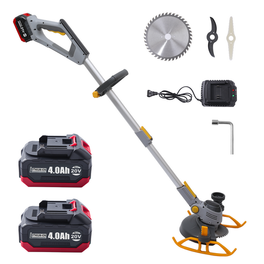 PATIOX Electric Weed Wacker Battery Powered Hand Hold String Trimmer with Blade 4.0Ah Two Battery