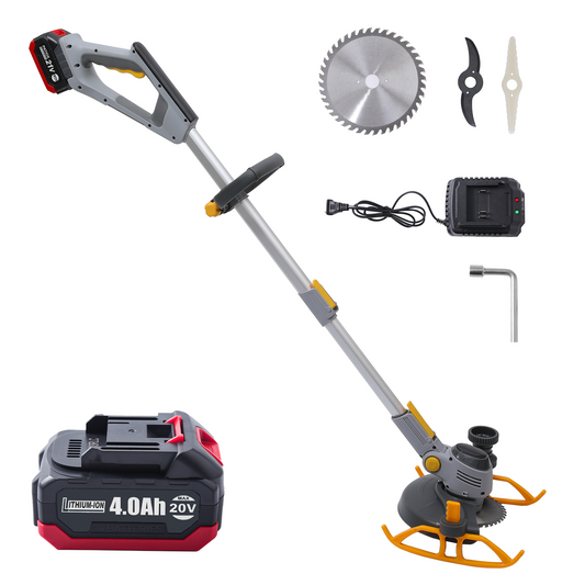 PATIOX Electric Weed Wacker Battery Powered Hand Hold String Trimmer with Blade 4.0 Ah One Battery