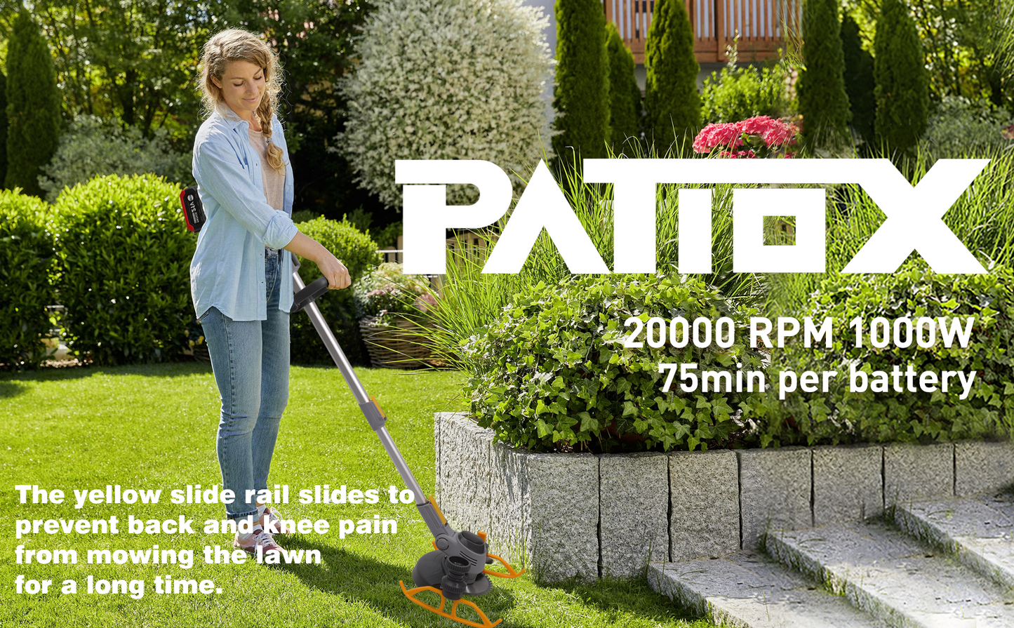 PATIOX Weed Wacker Cordless, Electric Weed Trimmer Rechargeable 3 in 1, One 2.5 Ah Battery Powered Weed Whacker Cordless 21V Grass Edger Trimmer with Blade and Charger (One Battery 2.5Ah)